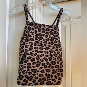 Abercrombie YPB women size small sculpt LUX Leopard Print Tank Top - Tan/Black